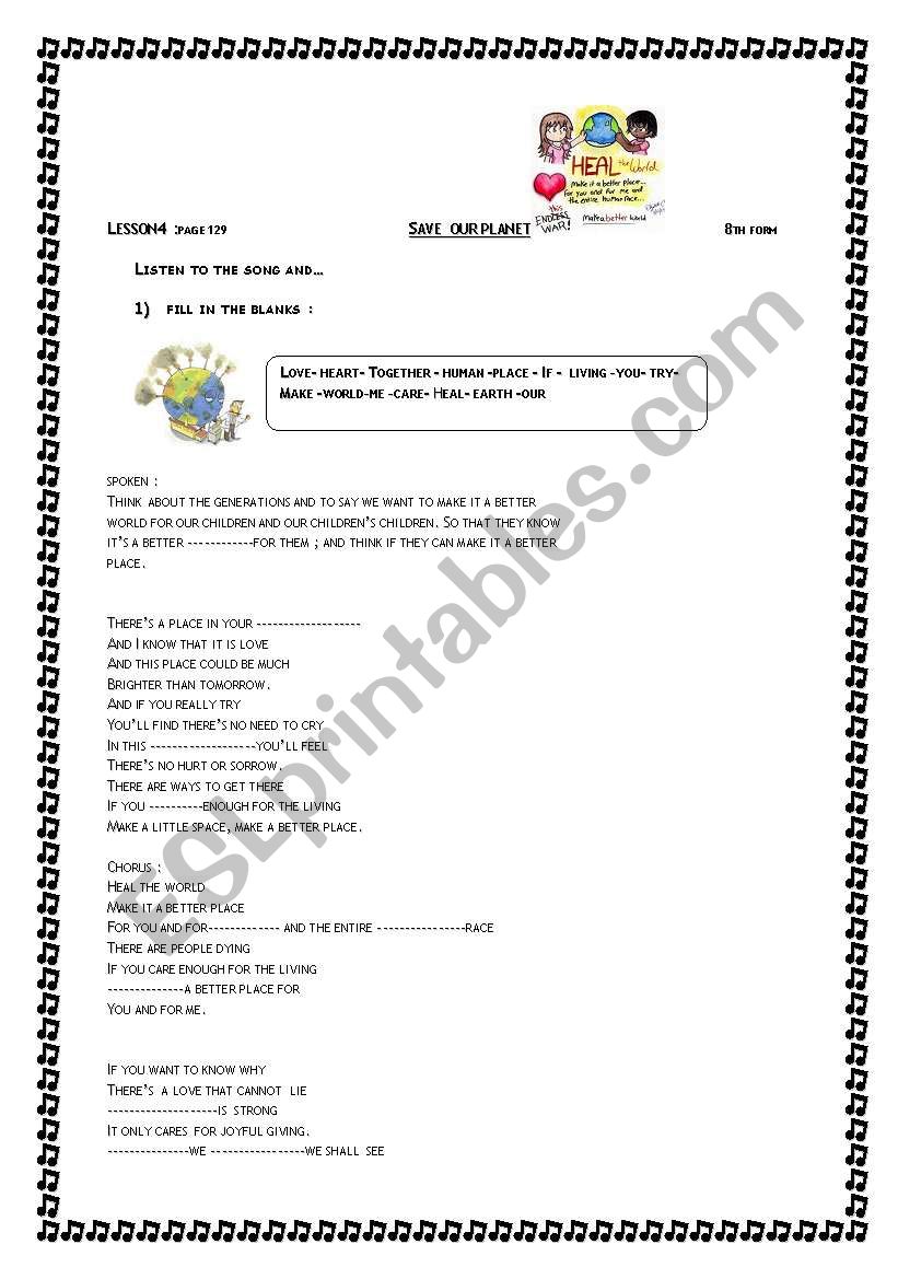 save our planet worksheet