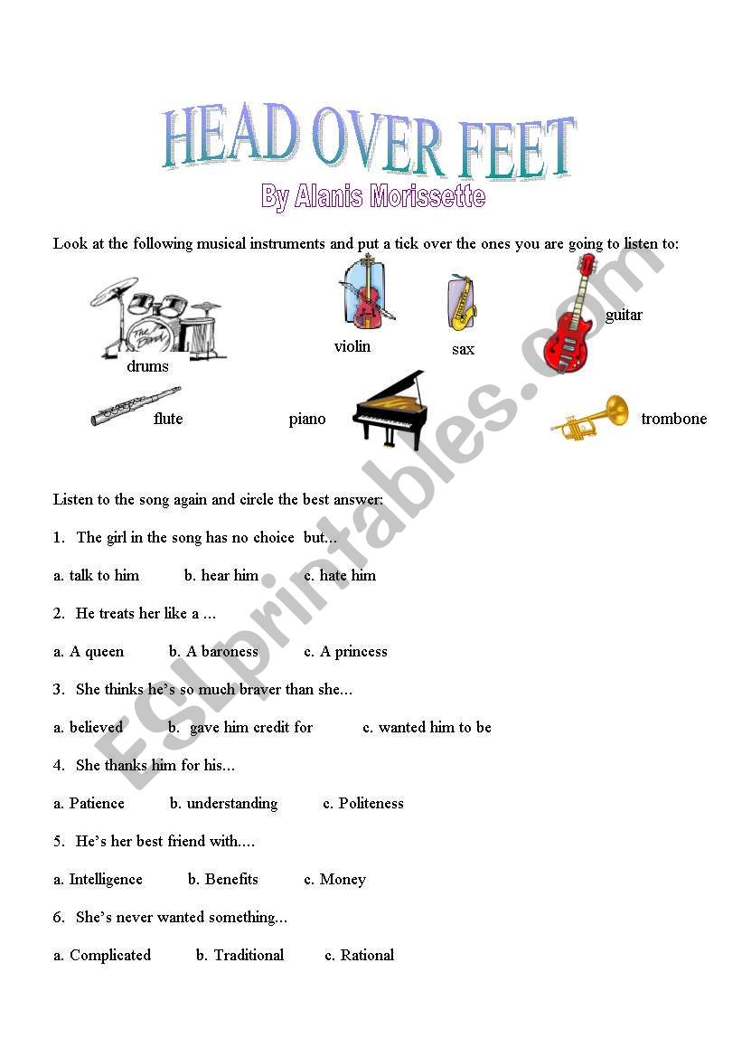 HEAD OVER FEET worksheet