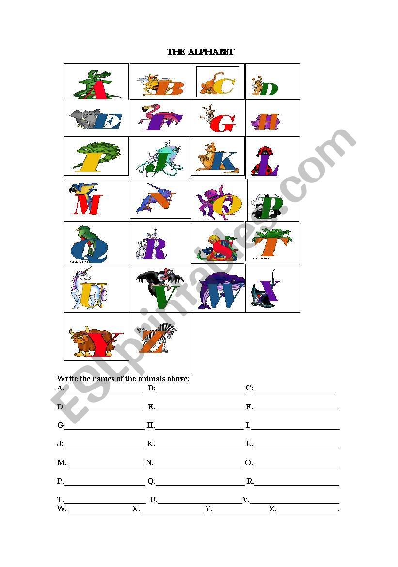 The alphabet worksheet