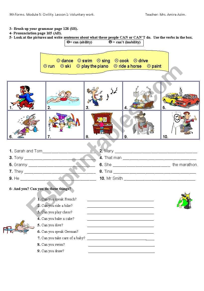 Module 6. Lesson 1: Voluntary work 9th forms