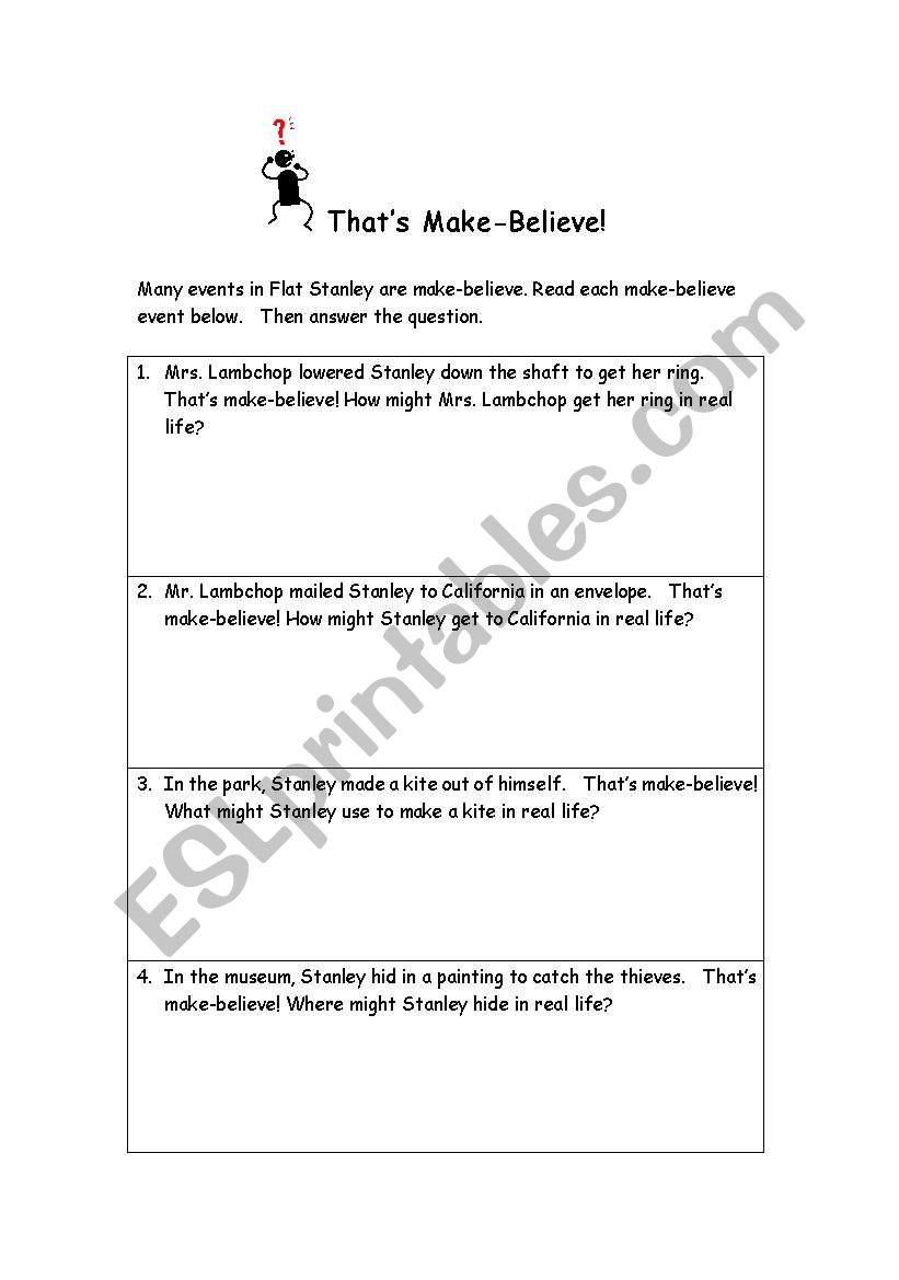 Interesting worksheet for the book Flat Stanley!