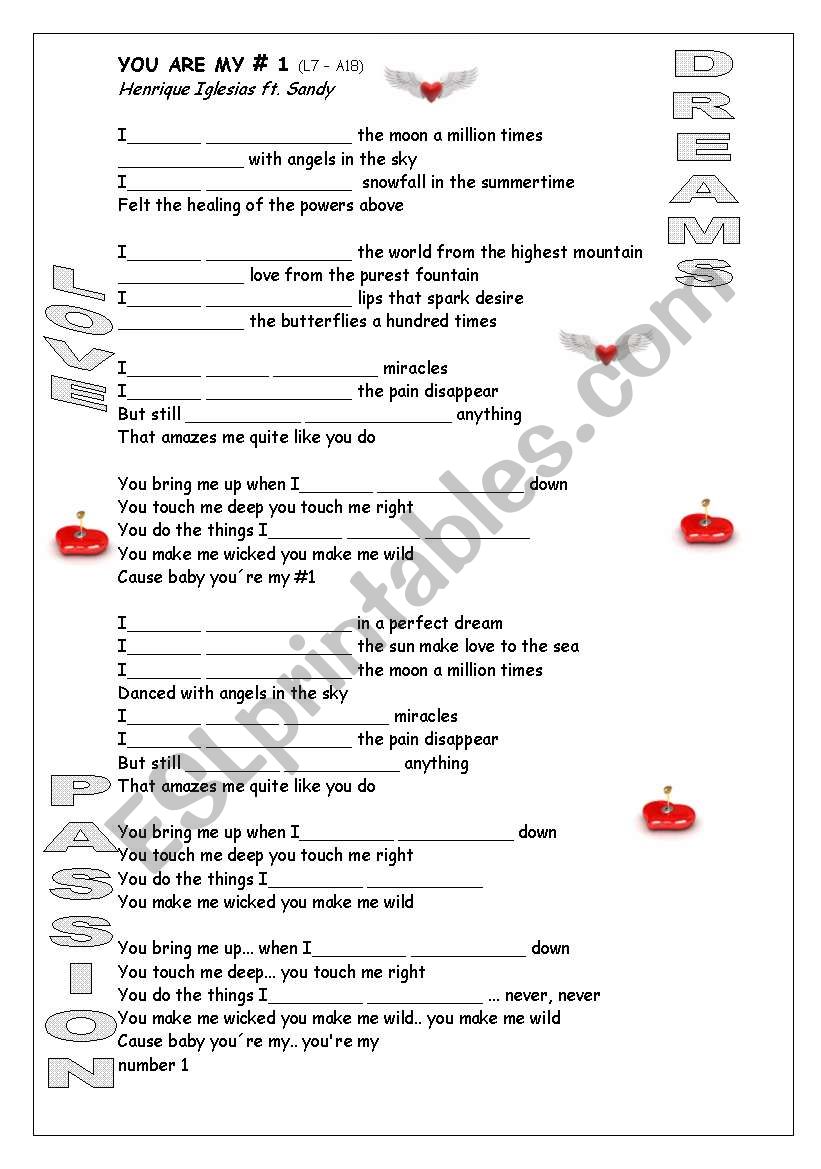 Song - You are my # 1 worksheet