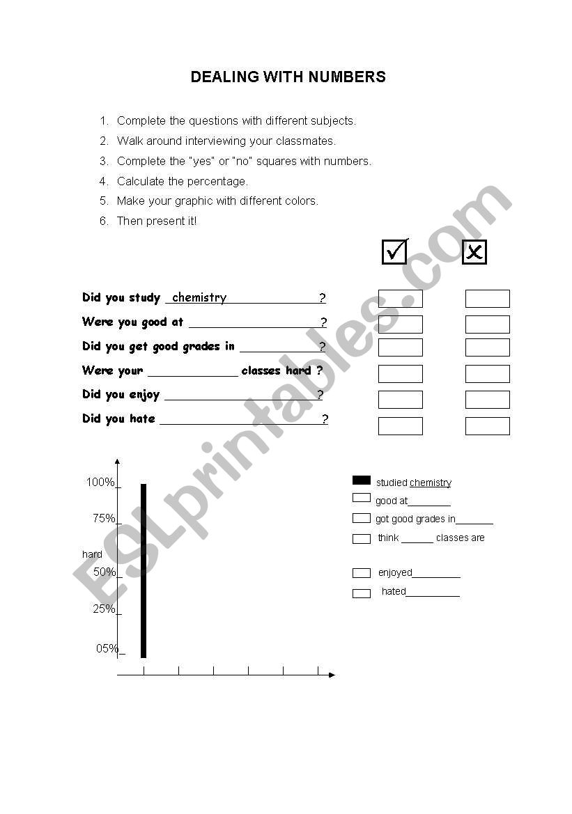 School subjects and numbers! worksheet