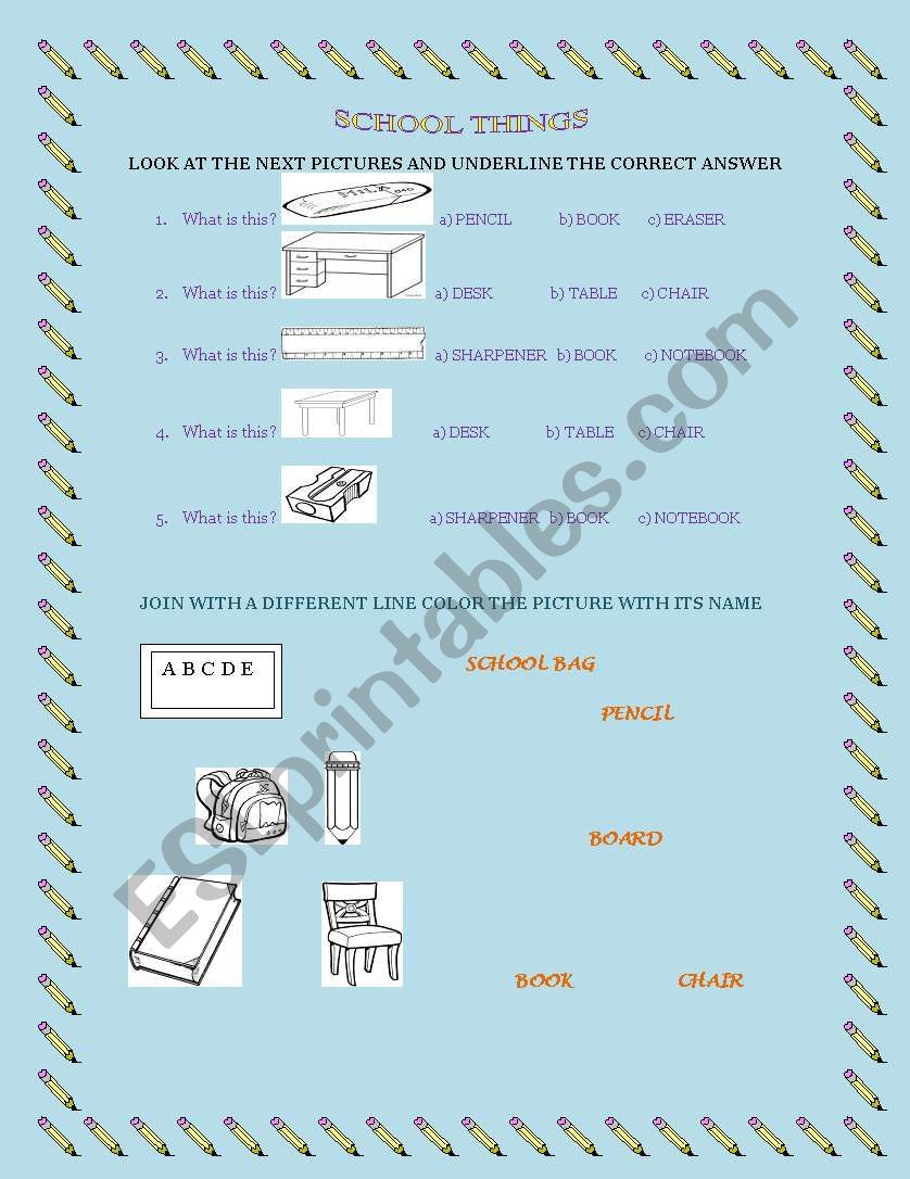 SCHOOL THINGS worksheet