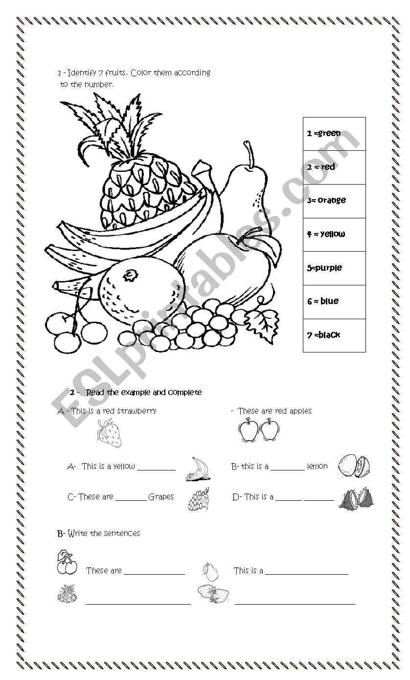 color and fruits worksheet