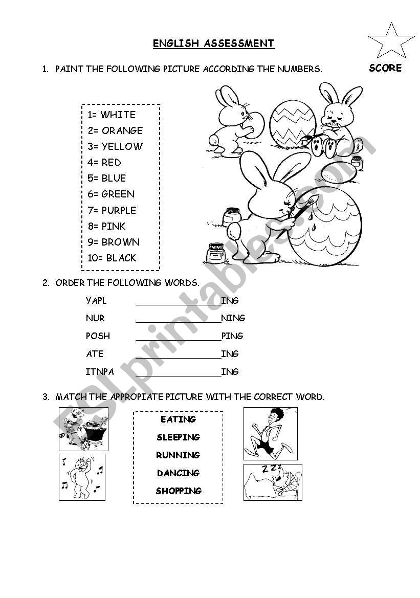 colours and ing worksheet