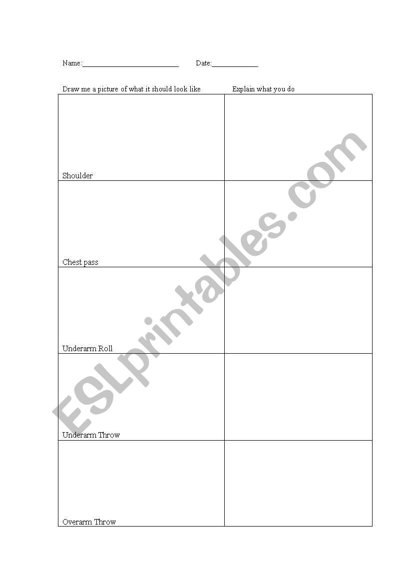 How to chest pass etc worksheet