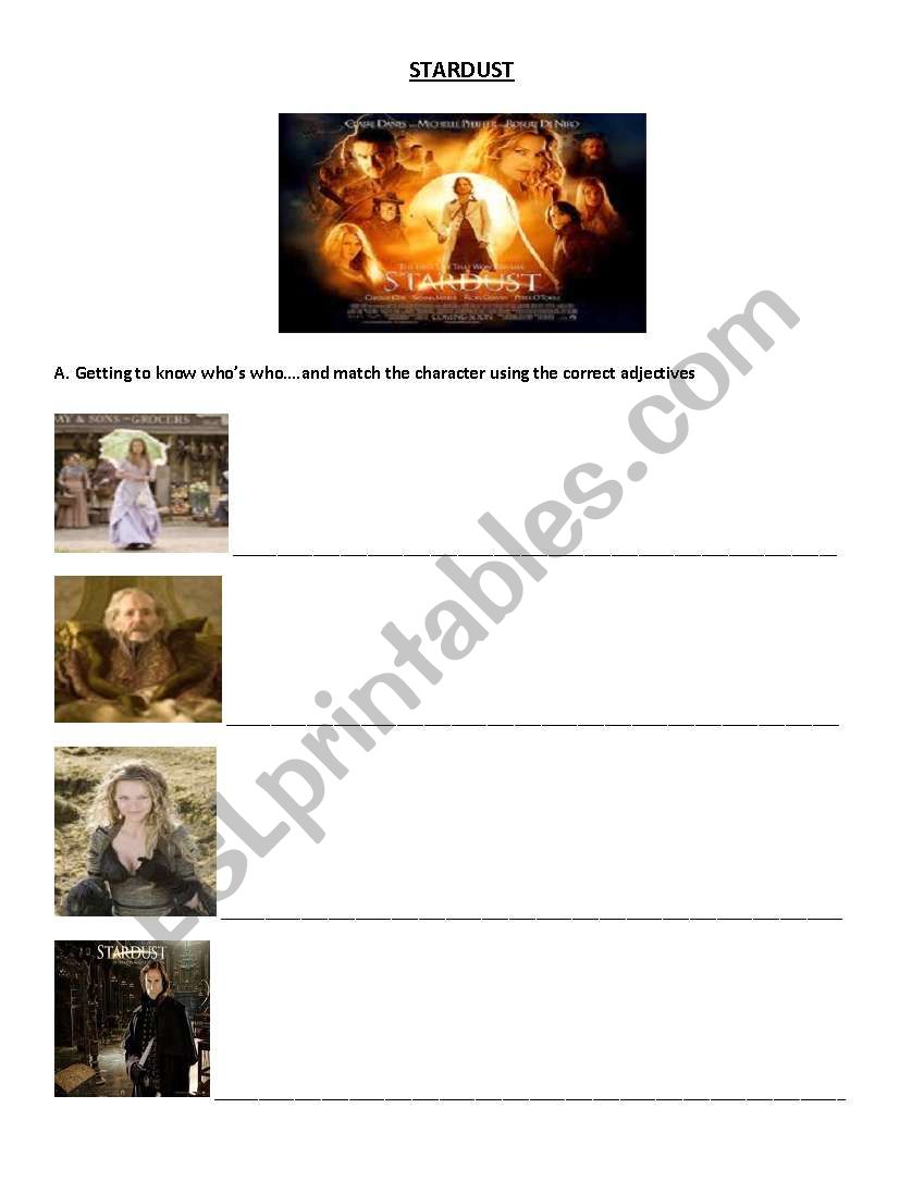 STARDUST movie watching worksheet