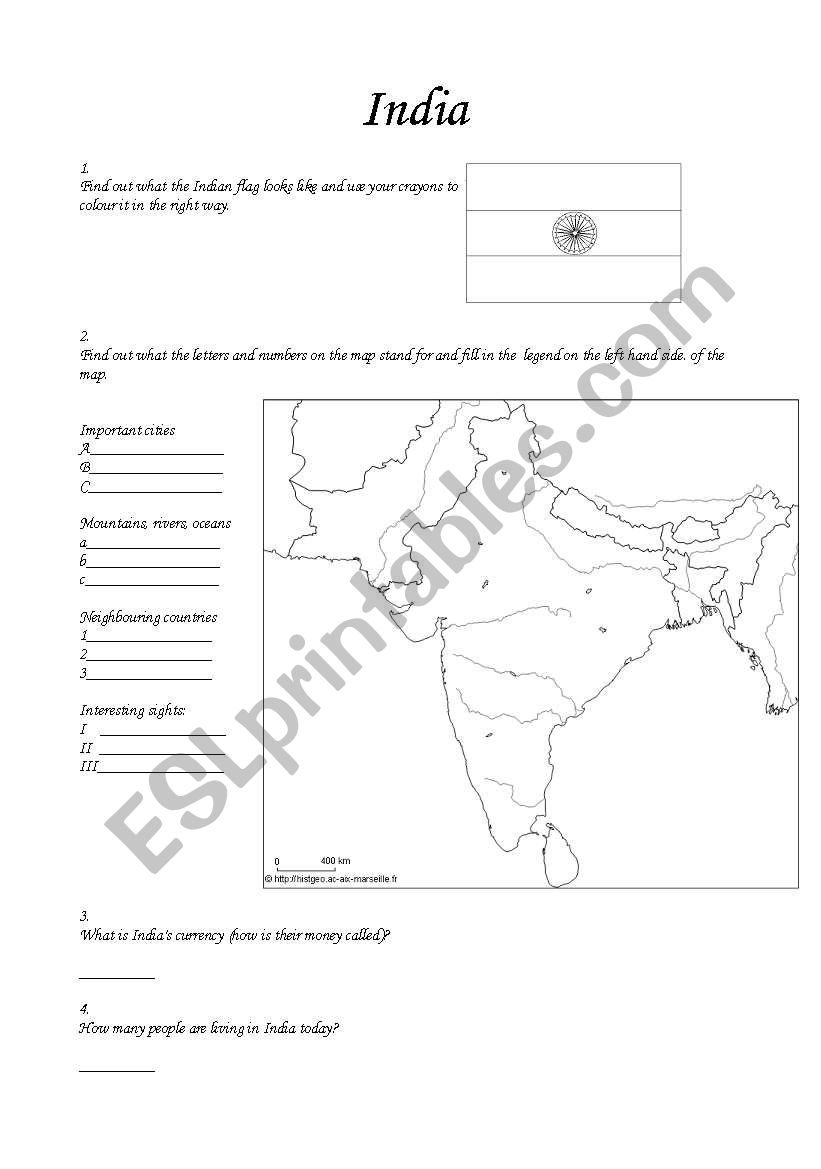 Research on India worksheet