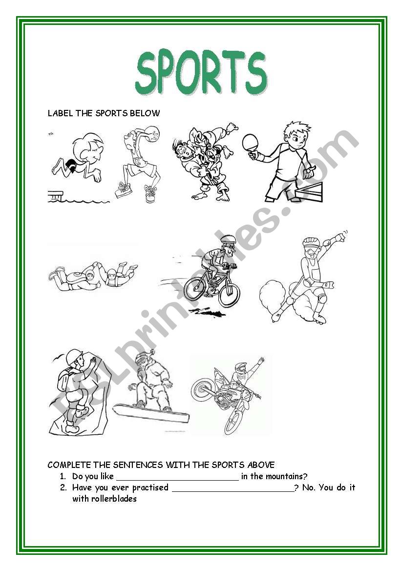 SPORTS worksheet