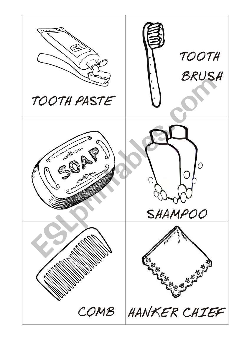 colour sheet - things related to personal hygine