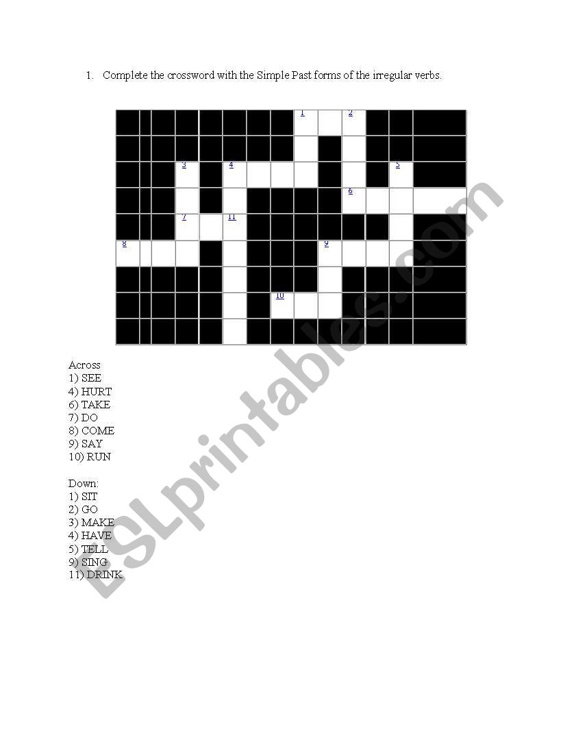 Crossword worksheet