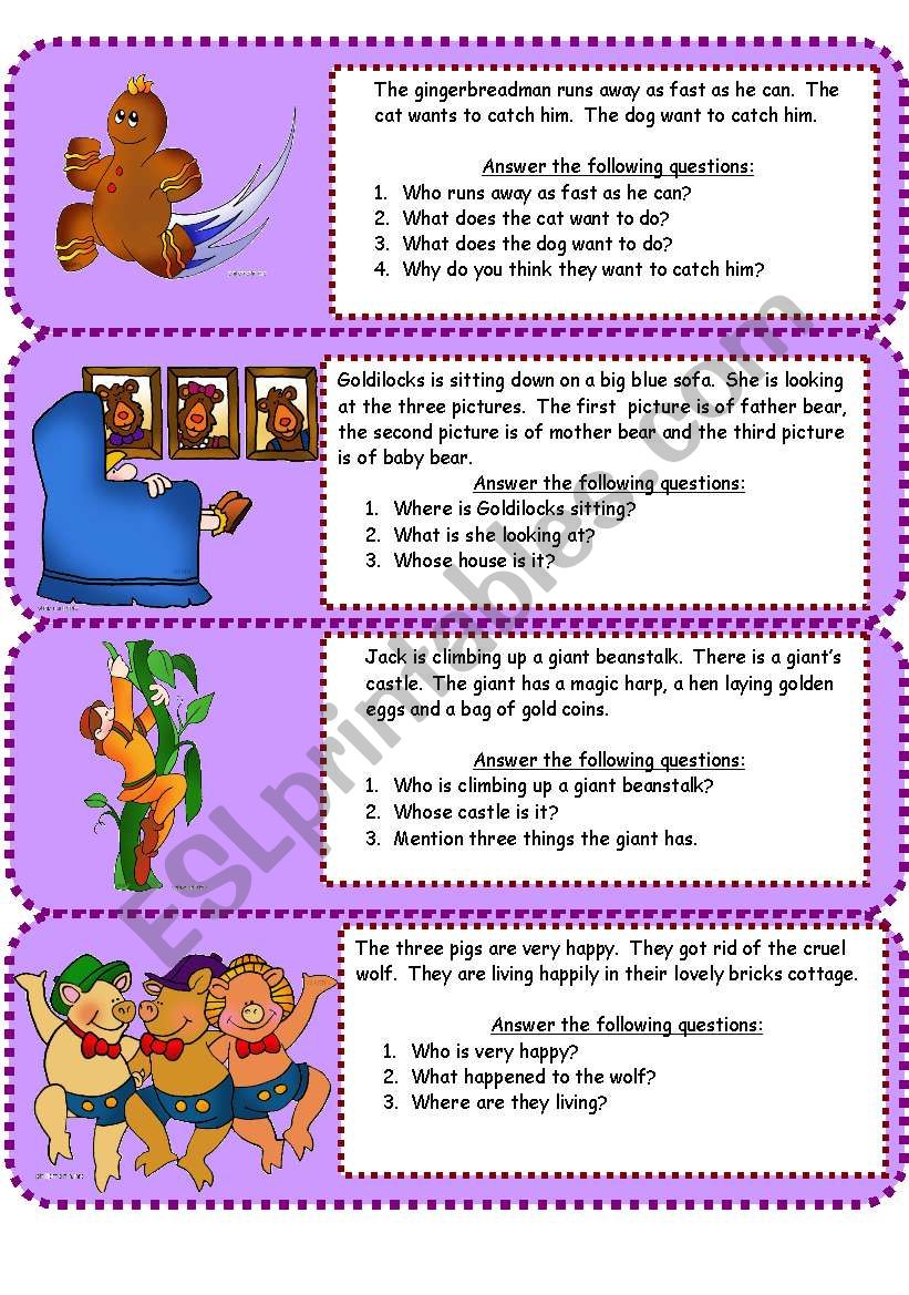 fairy tales mini comprehensions