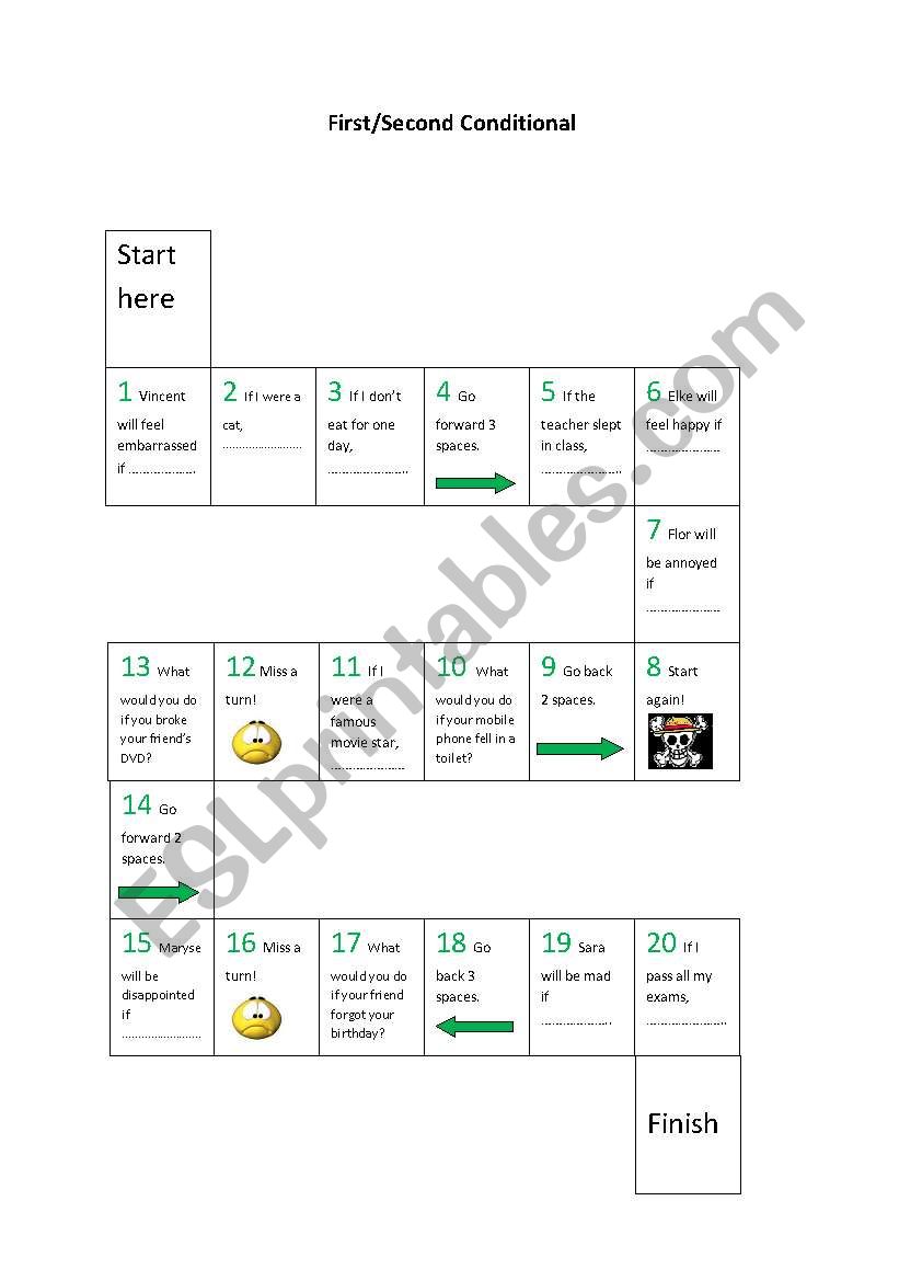 second contional game  worksheet
