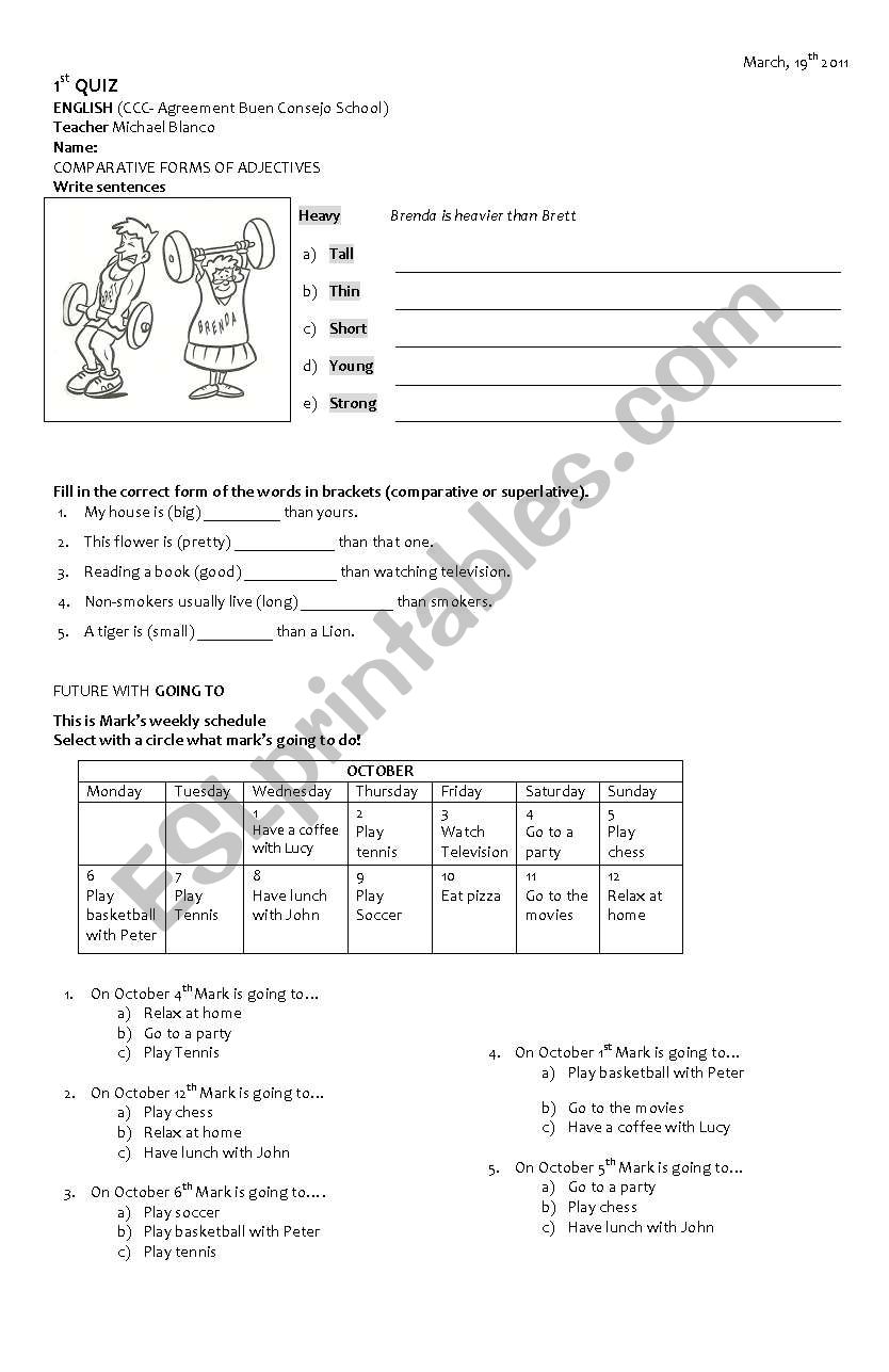 Quiz abt Comparatives and future with going to