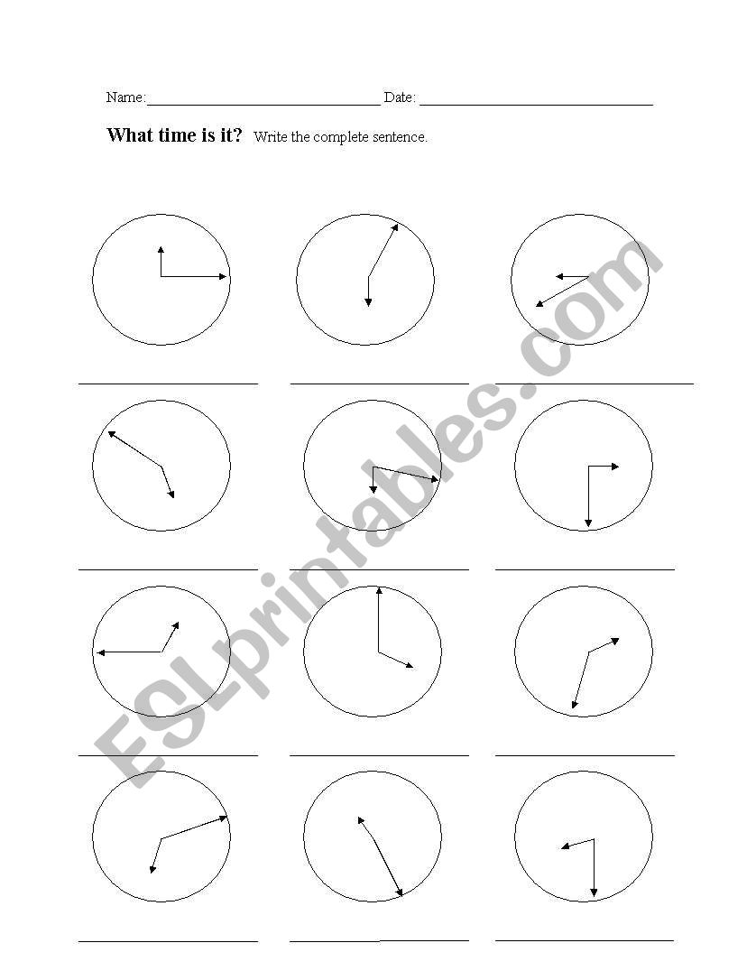 Telling the time worksheet