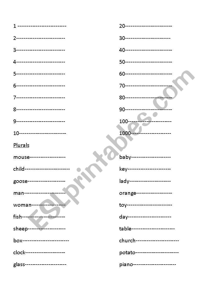 Revision for age 7-9 worksheet