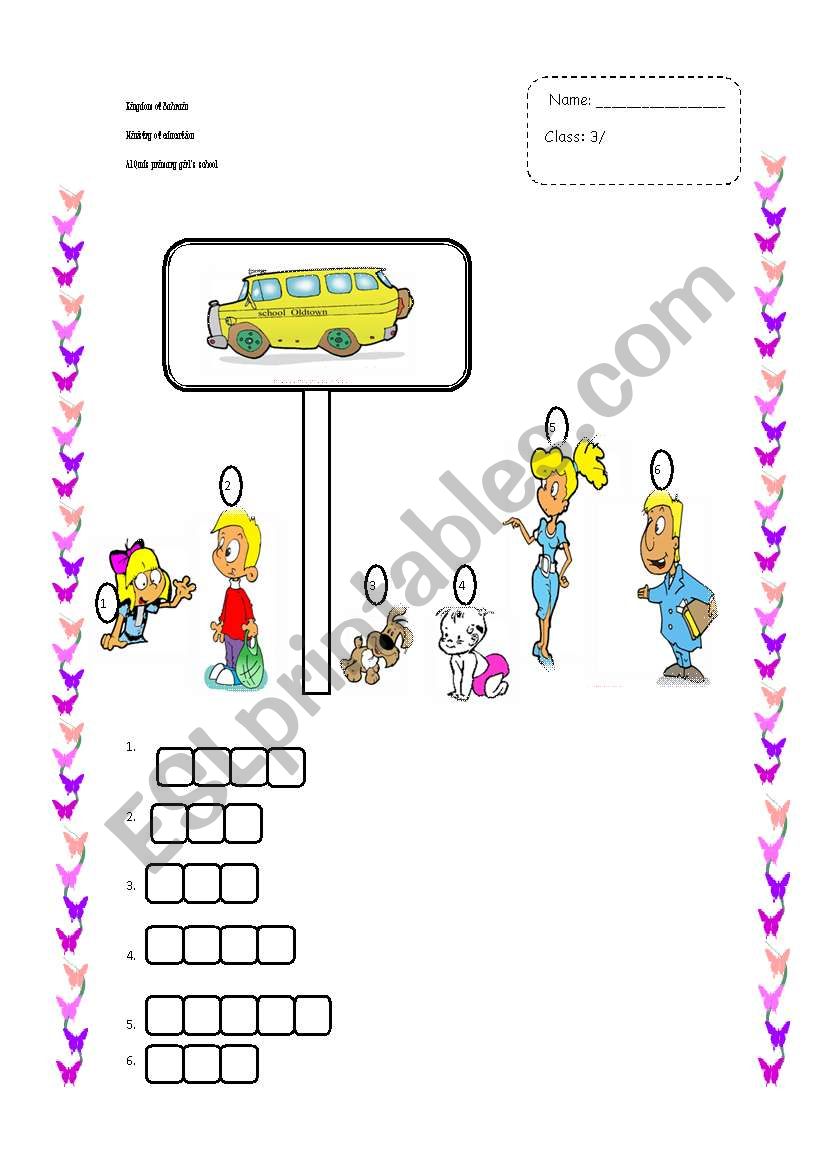 Whos waiting at the bus stop? worksheet