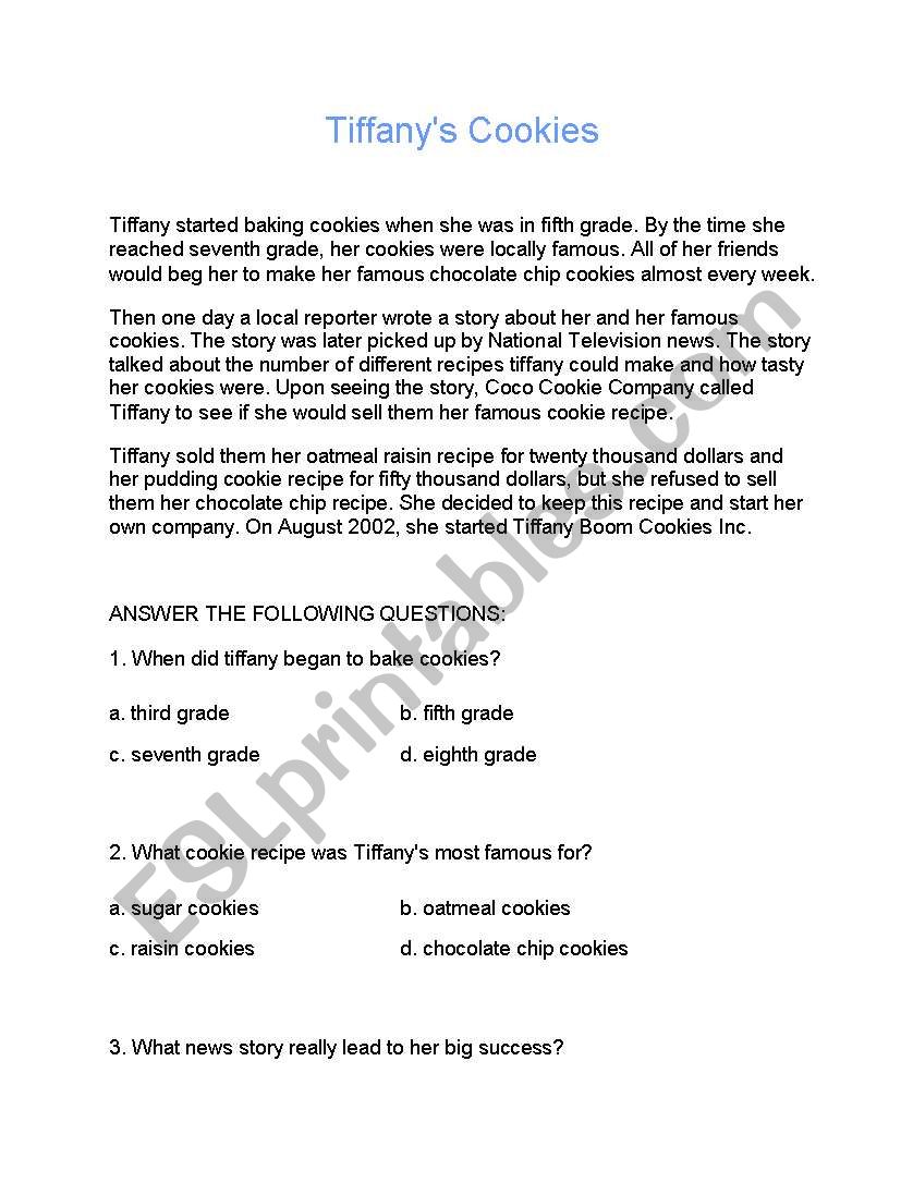 Reading Comprehension worksheet