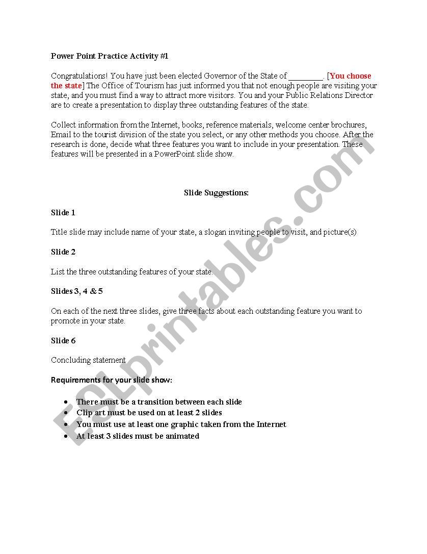Powerpoint Practice worksheet