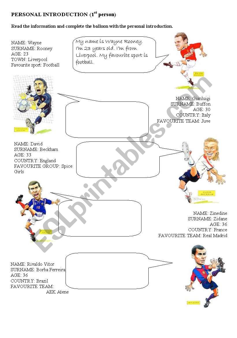 Footballers Personal Introductions