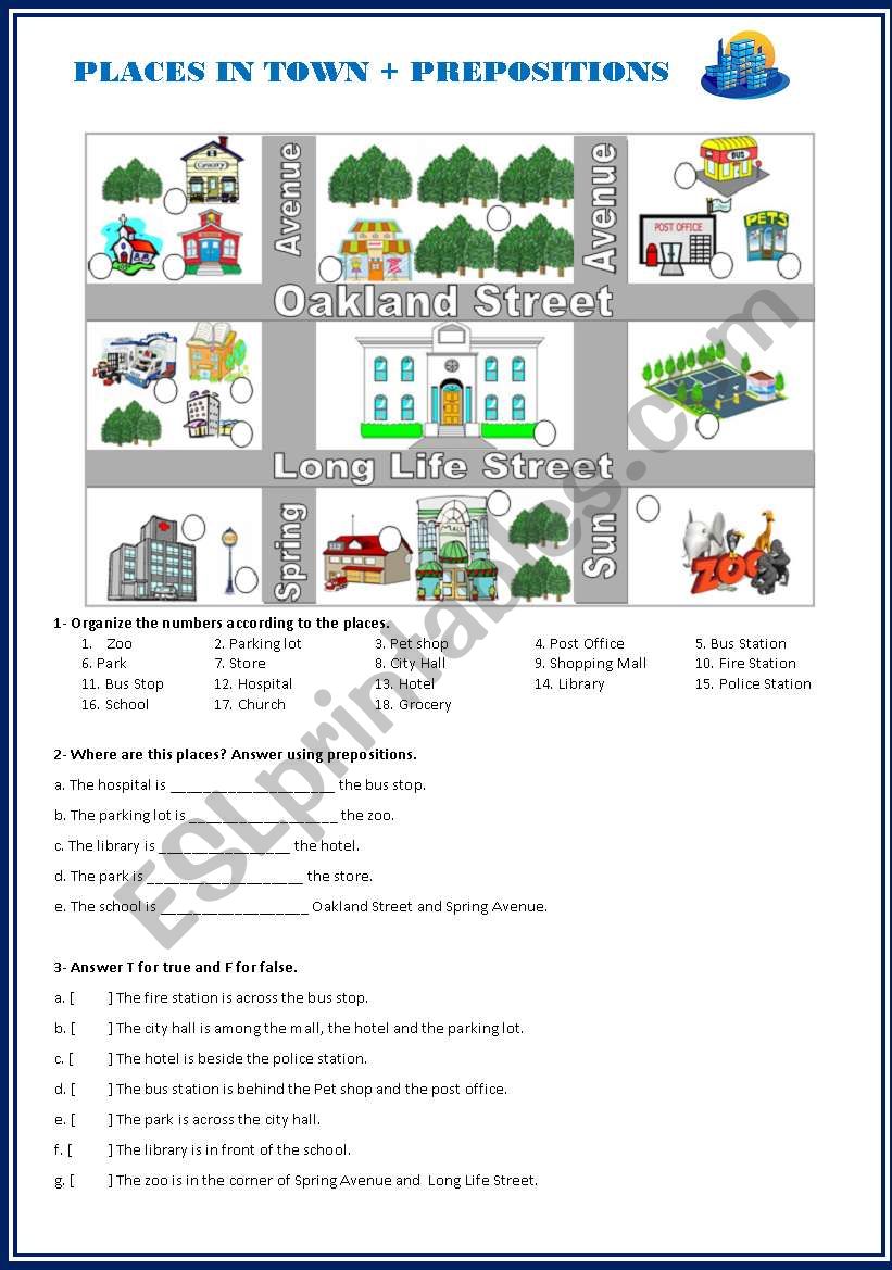 Places in town and prepositions