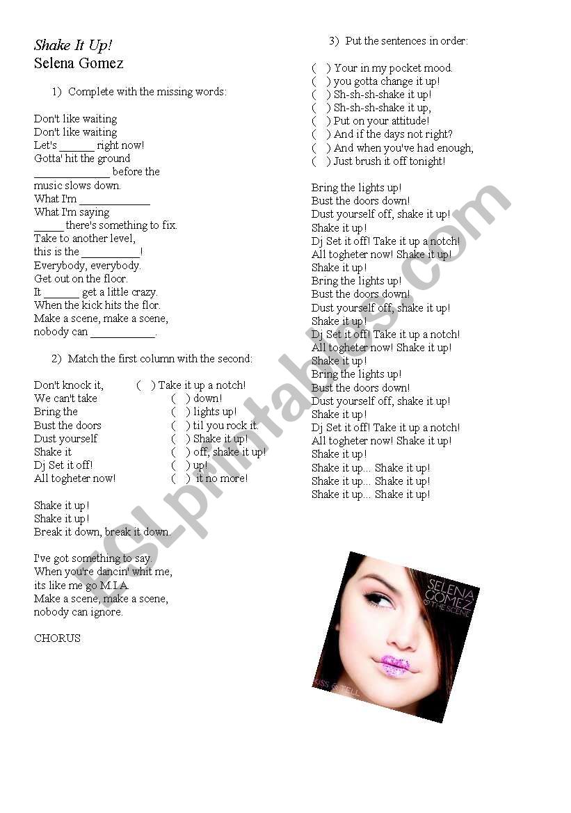 Selena Gomez - Shake it up worksheet