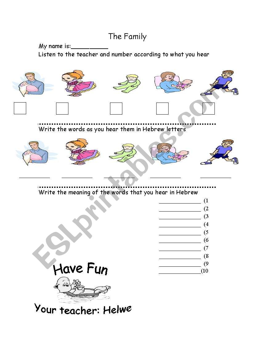 the family worksheet worksheet