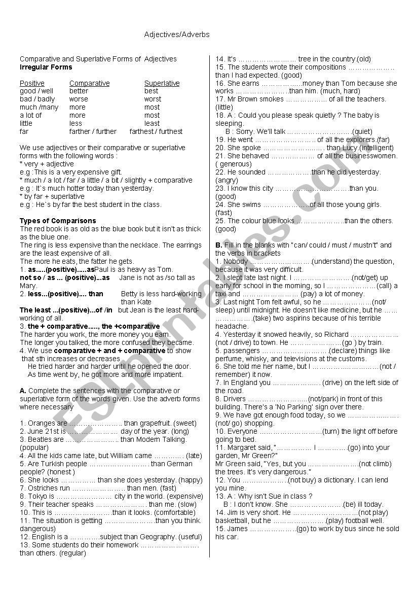 Adjectives-Adverbs worksheet