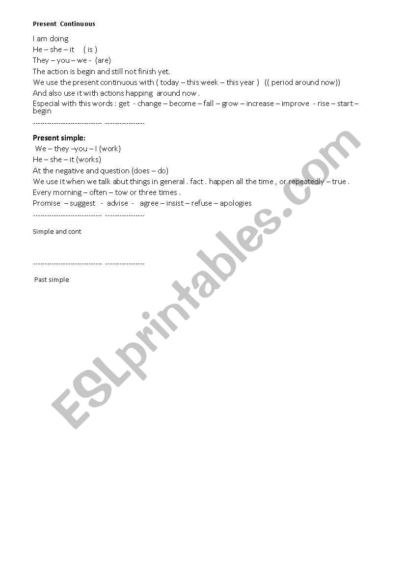 present worksheet