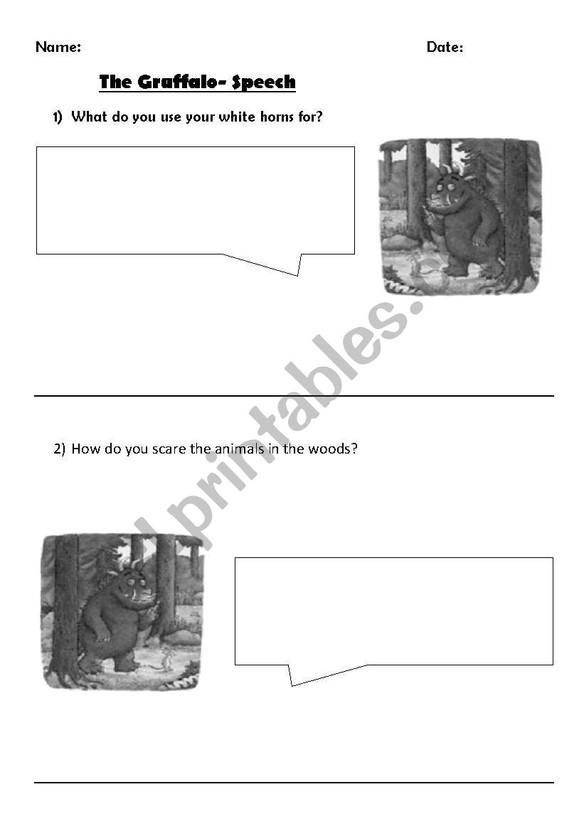 Speech bubble worksheet