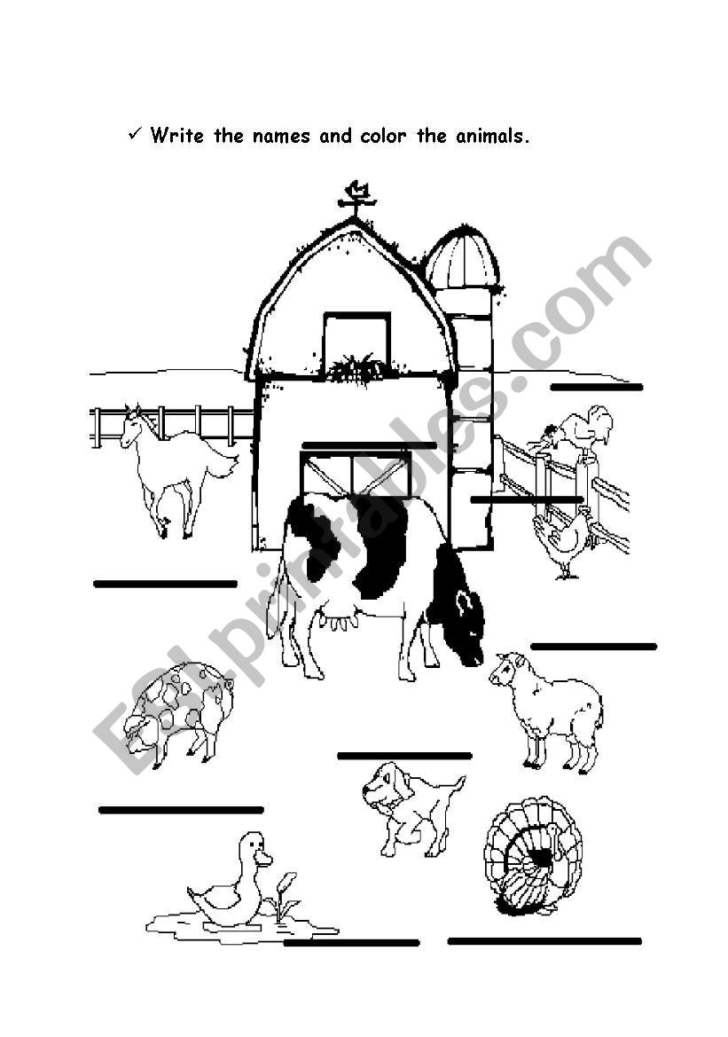 farm animals worksheet