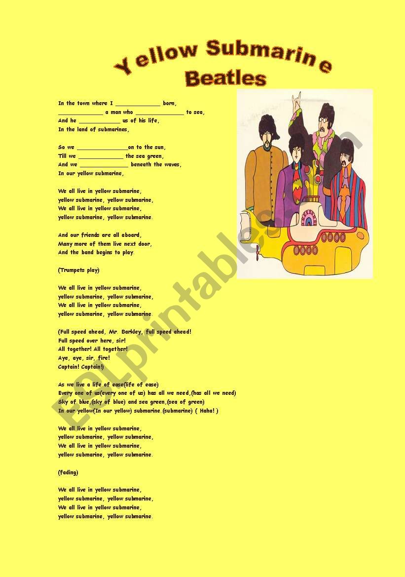 Yellow submarine Beatles (simple past)