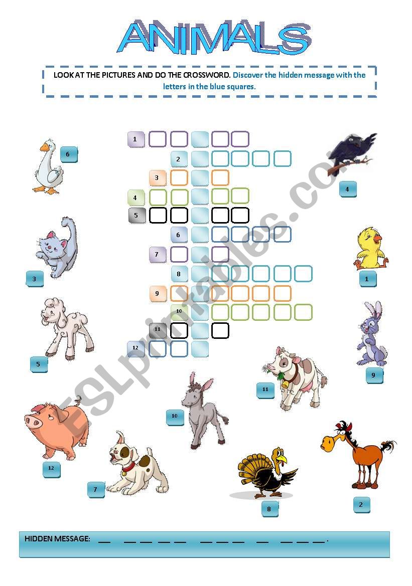 ANIMALS CROSSWORD worksheet