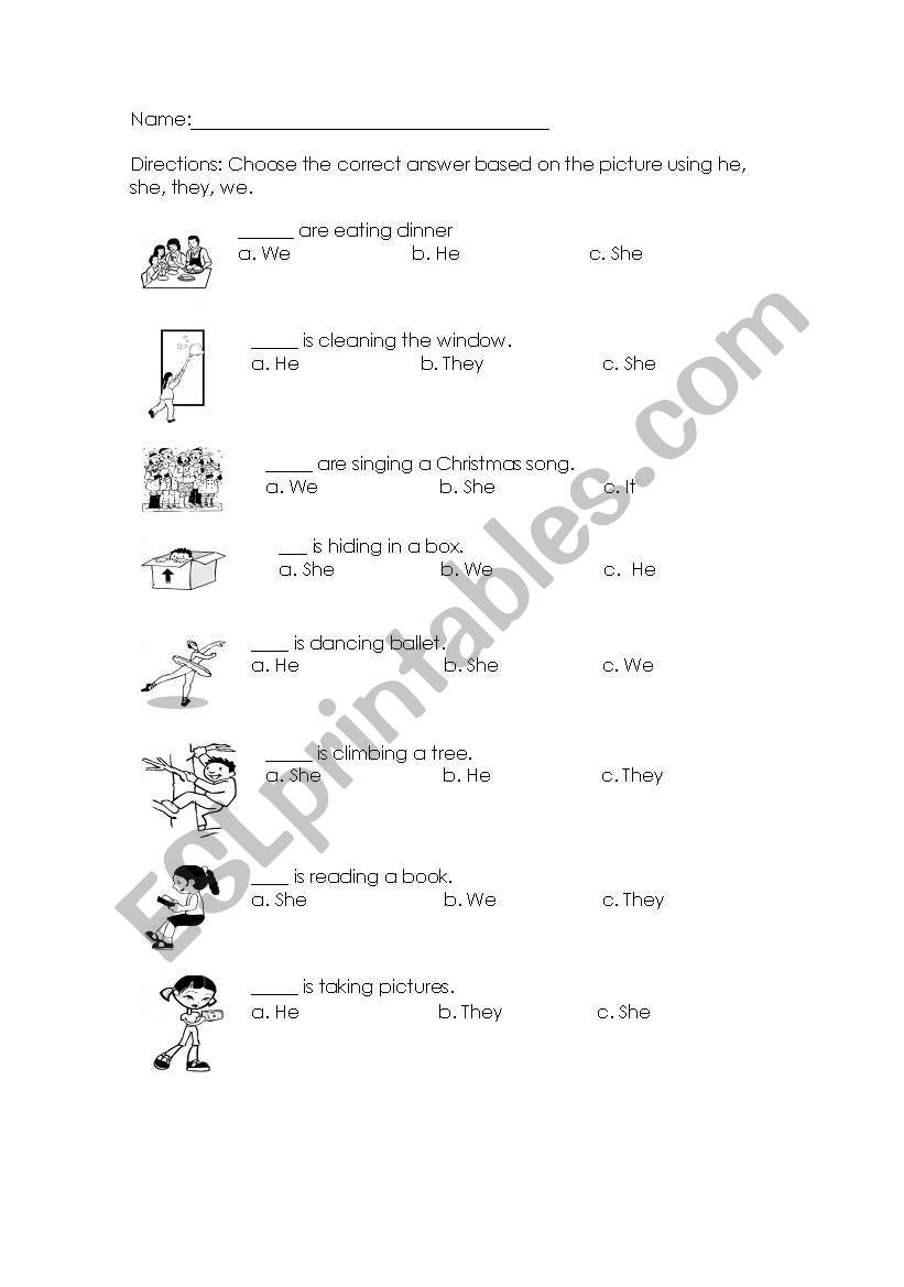 Pronouns  worksheet