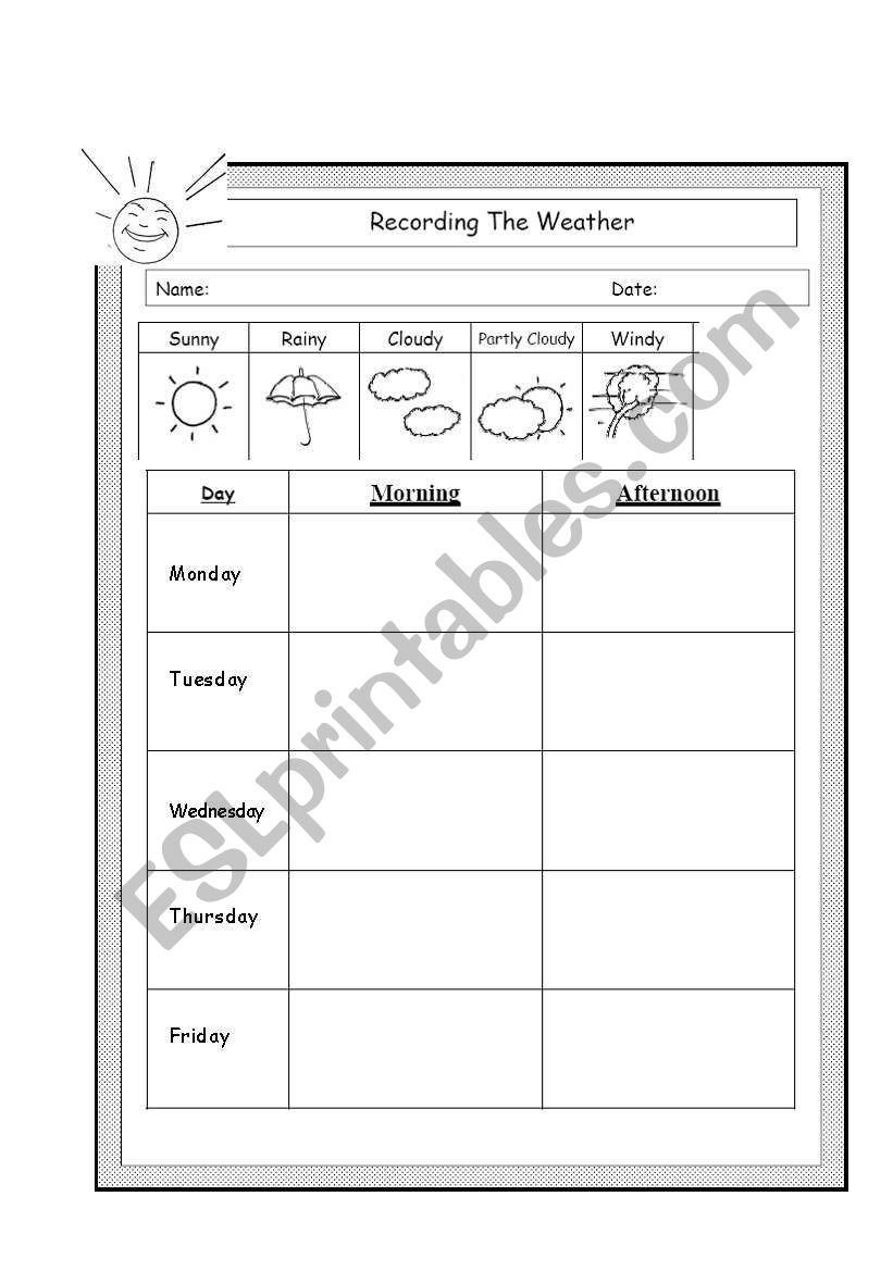 weather data sheet worksheet