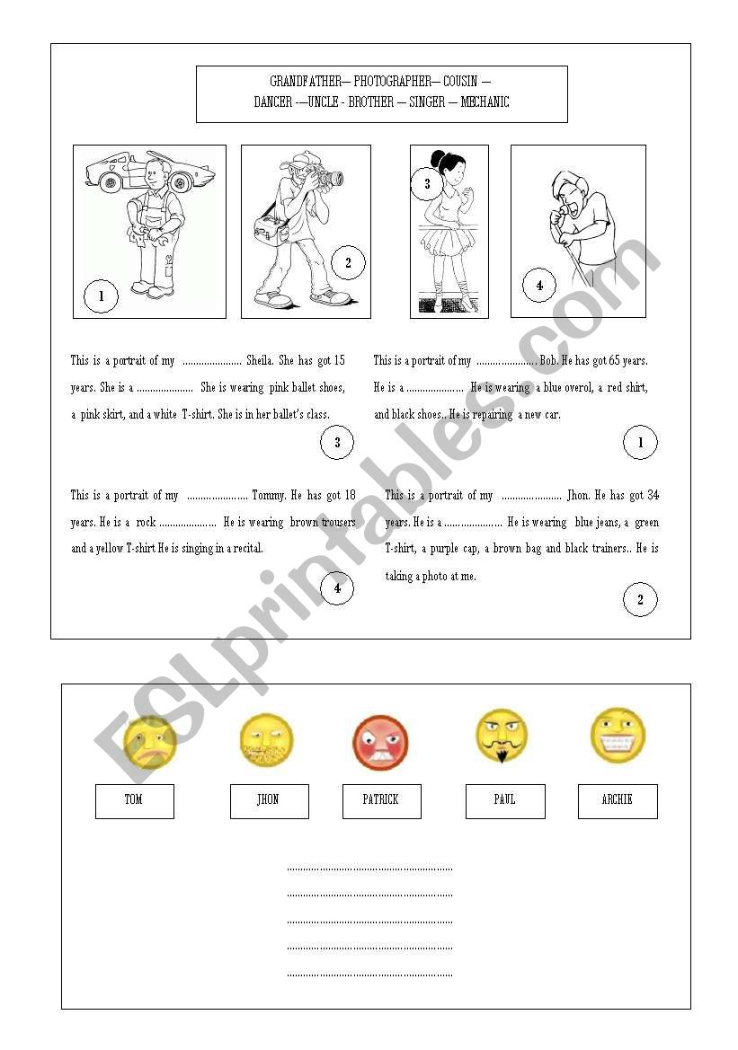 Portraits worksheet