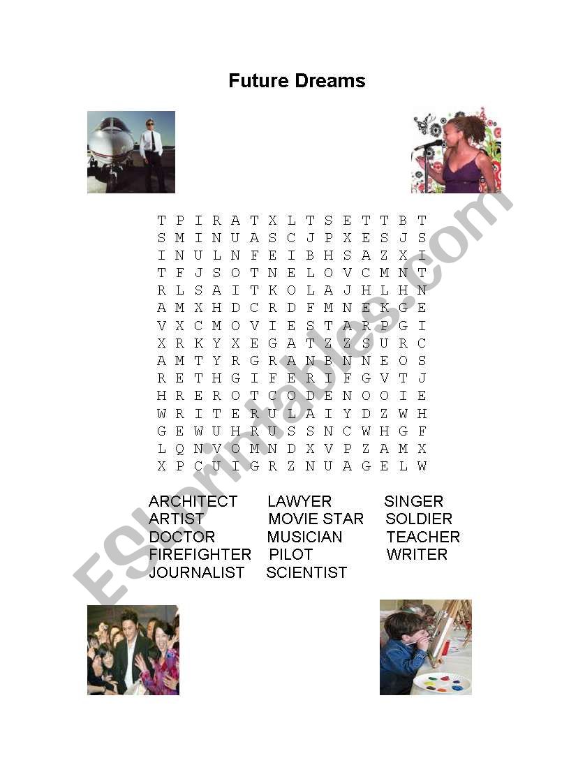 Future Dreams Wordsearch worksheet