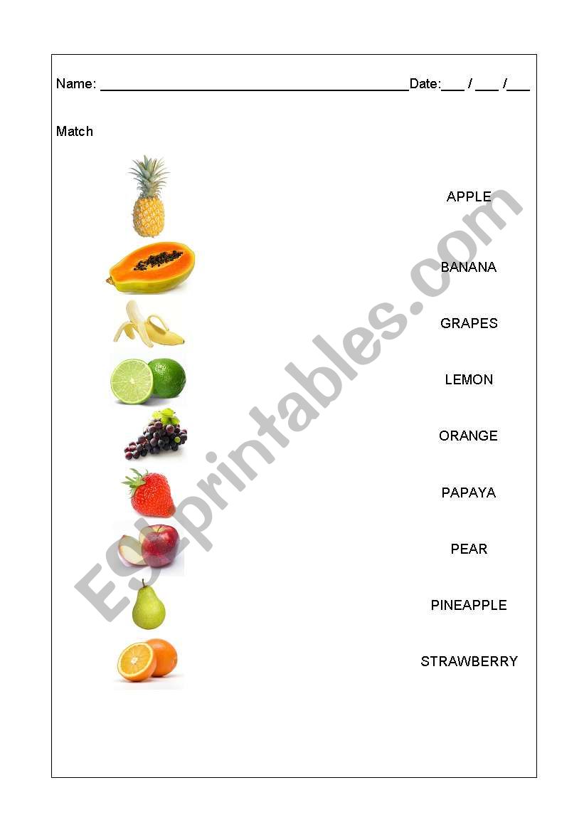 Fruit worksheet