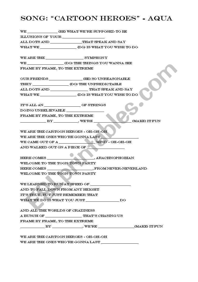 Cartoon Heroes worksheet