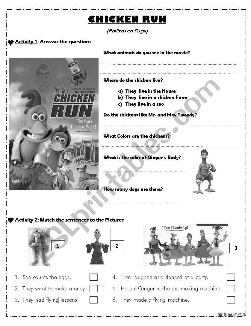 Chicken Run (The movie) Activities