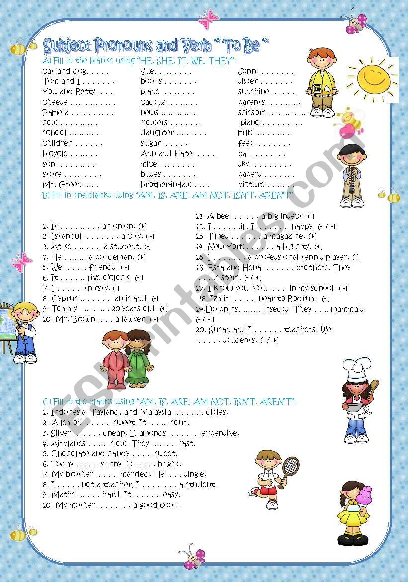 Subject Pronouns and Verb To Be