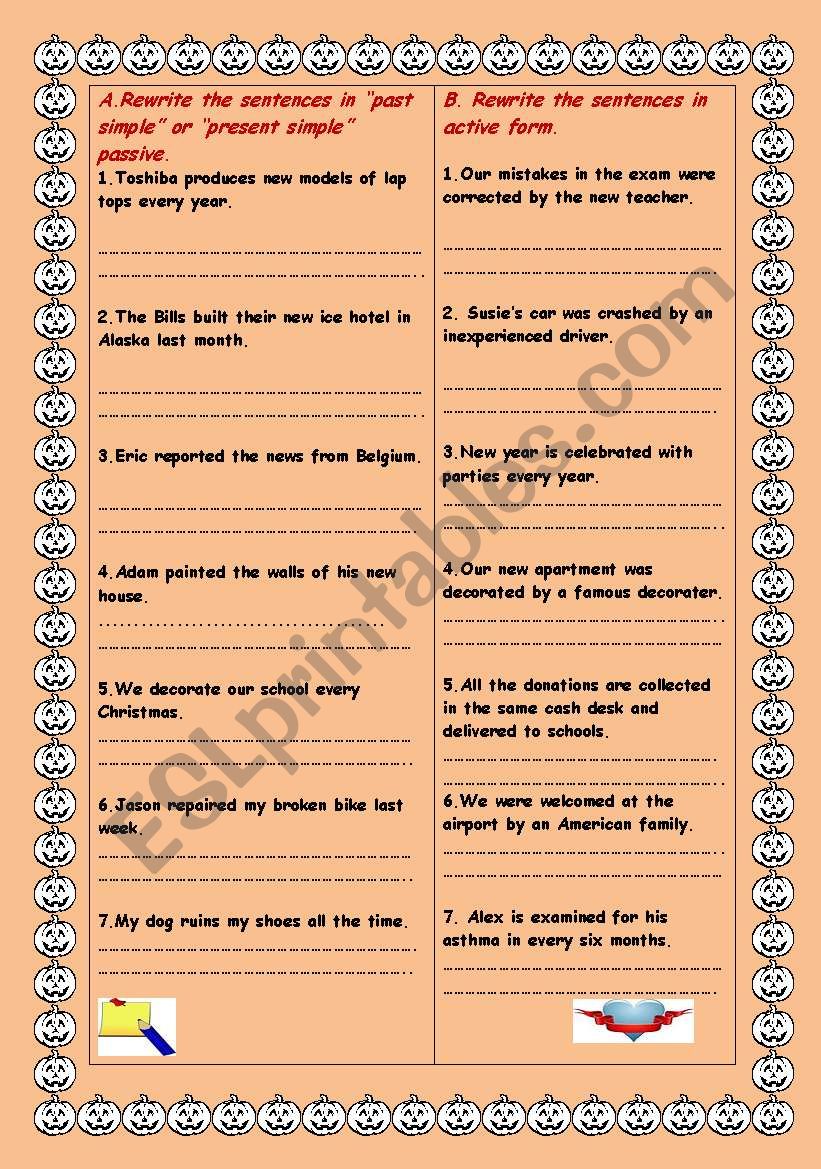 passive worksheet