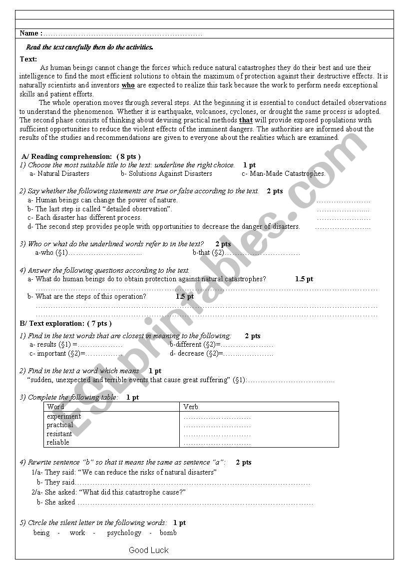 Algerian school test_Natural disasters2