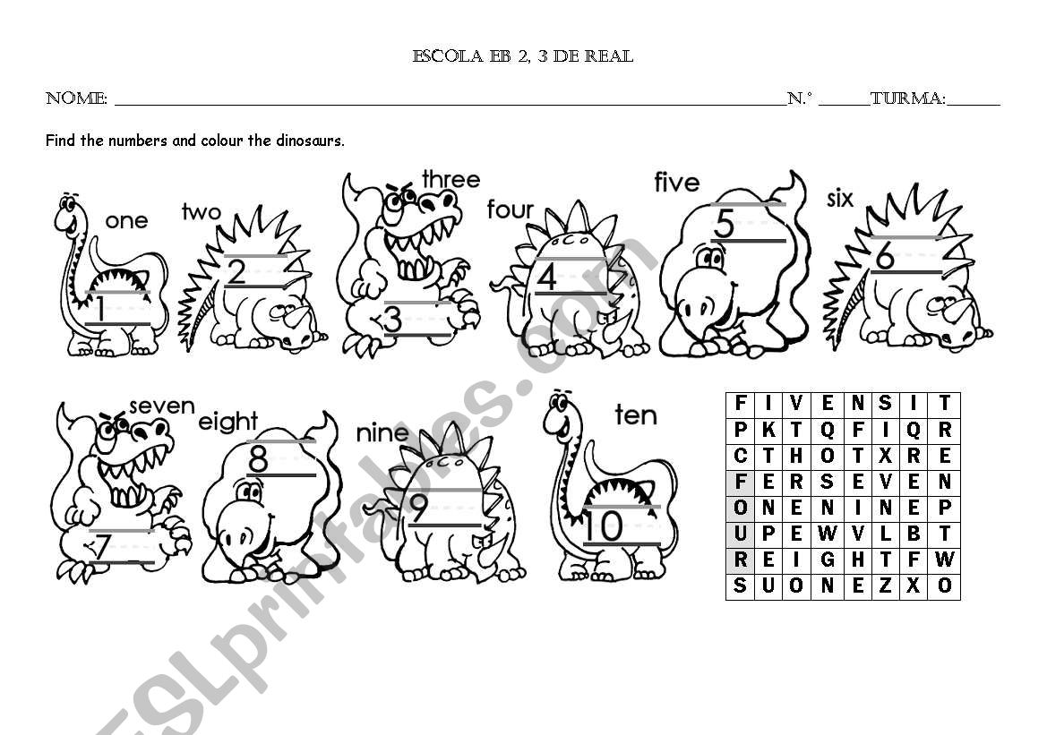 numbers worksheet