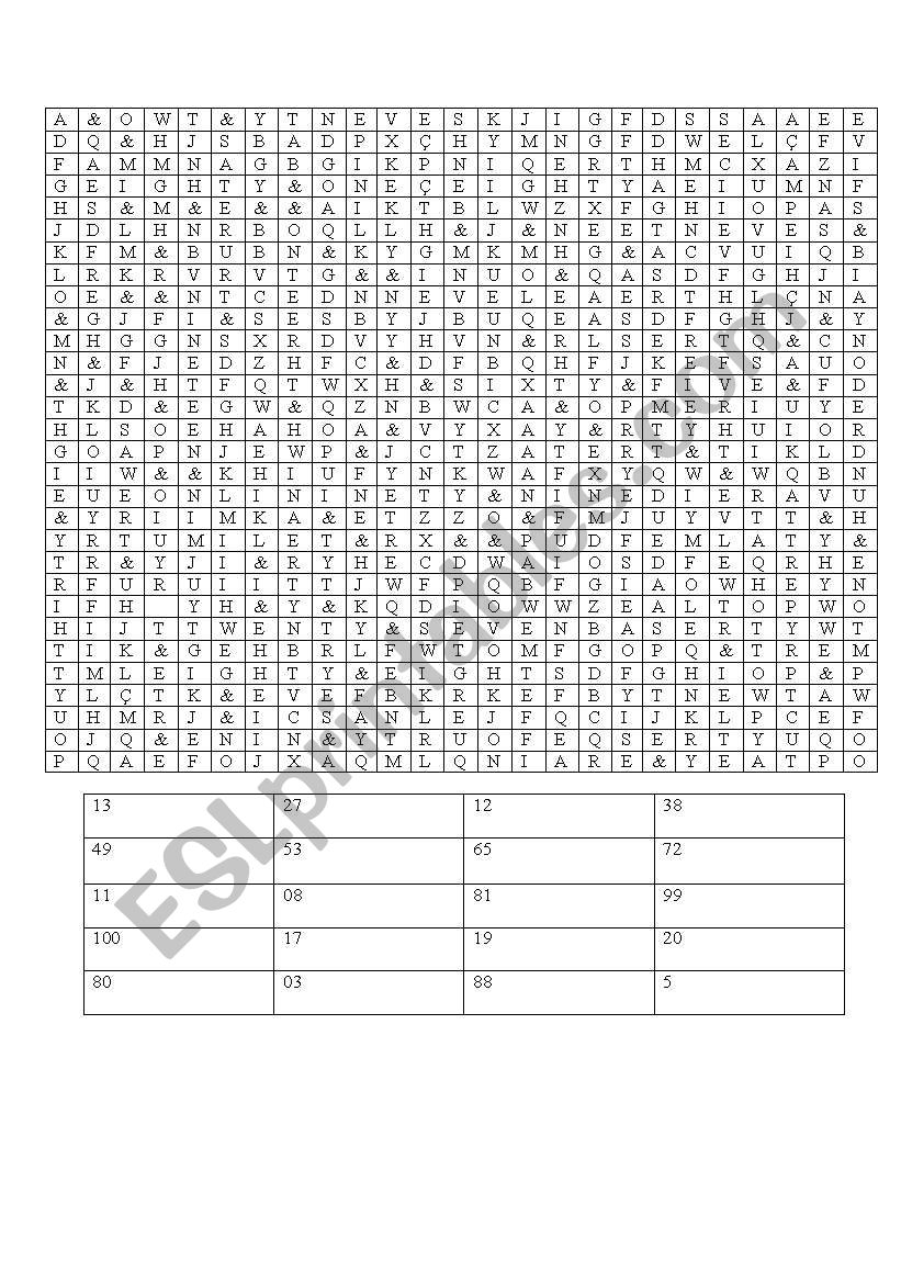 word search worksheet