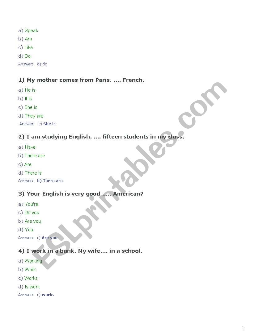English general test with answers