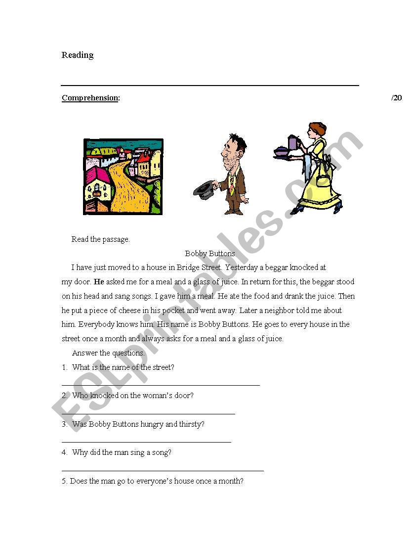 Reading Comprehension worksheet