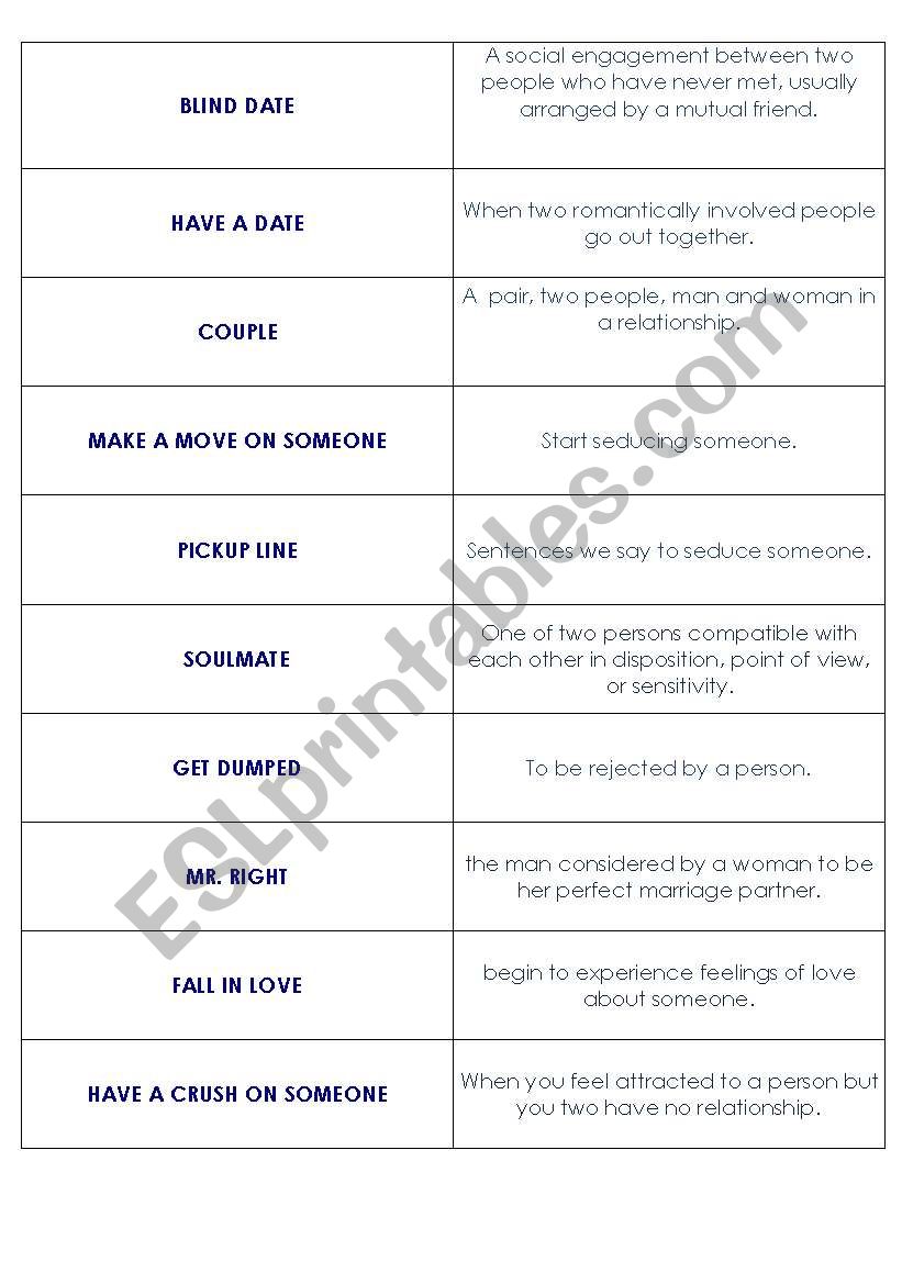 LOVE AND DATING COMMON EXPRESSIONS (MATCHING ACT)