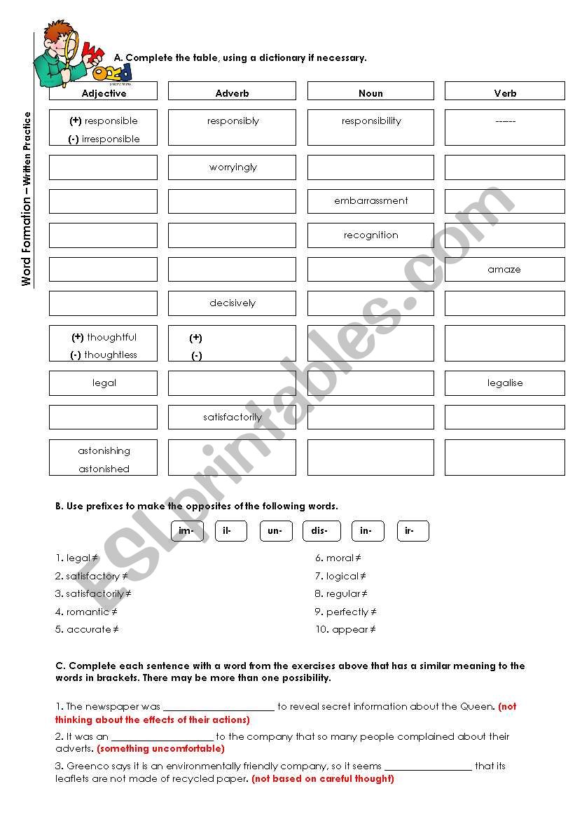 Word Formation worksheet